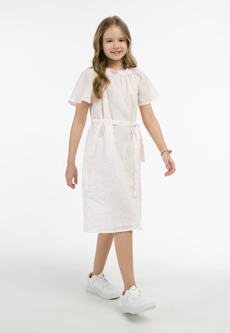 Mymo Kleid Mädchen Weiss Pinkorange Punkte - Image 4