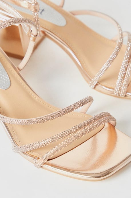 Tipsy Diamante Medium Block Heeled Sandals
