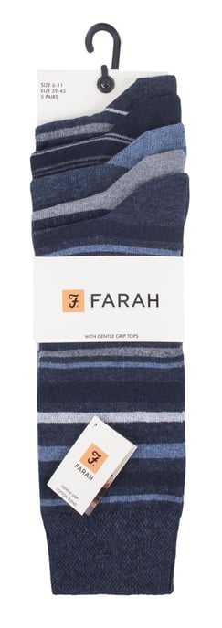 Farah - 5er-Pack Herren dünne atmungsaktive klassische gestreifte gemusterte weiche Baumwolle Kleid Socken - FCS271DENTEL (gestreift) - Image 2