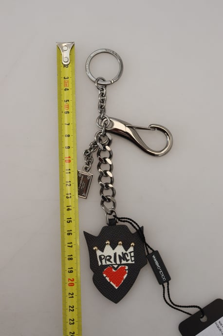 Dolce & Gabbana Black Prince Nieten Logo Silber Messing Herren Schlüsselanhänger - Image 3