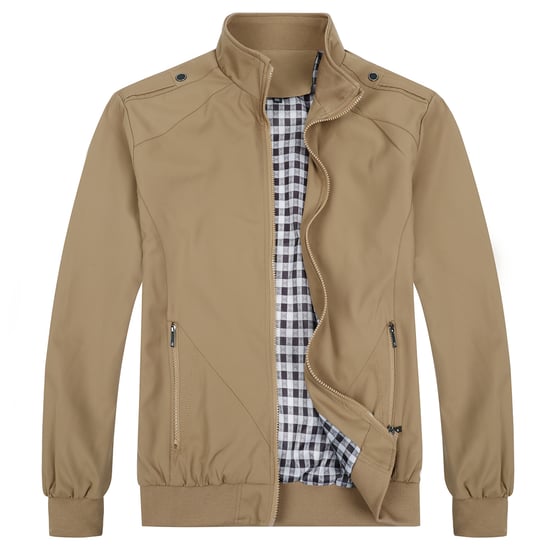 Herren Bomberjacke mit Stehkragen, ¨¹bergangsjacke f¨¹r den Herbst, l?ssige Sportjacke Khaki - Image 1