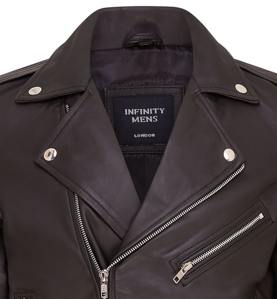 Mens Black Classic Brando Leather Biker Jacket - Heinola