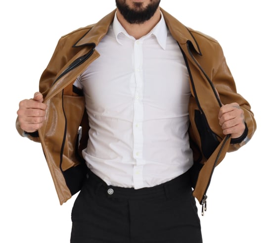 Dolce & Gabbana Dunkelcamel Baumwolle Vollzip Blouson Herrenjacke - Image 5