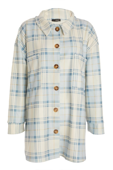 Curve Blue Checked Shacket