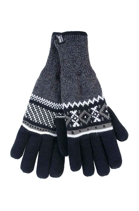 Gestreifte Herren Nordic Fairisle Zig Zag gestrickt Fleece gefüttert warme Handschuhe - Image 1