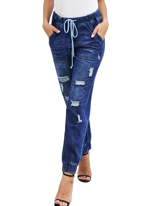 – Jogginghose mit Kordelzug und Taschen für Damen in Blau - Image 4