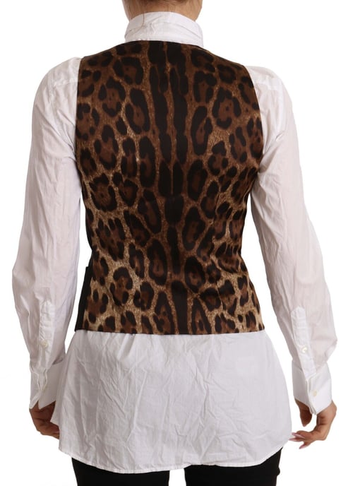 Dolce & Gabbana Damen Schwarze Knopfleiste Ärmellose Weste Polyester Top - Image 3