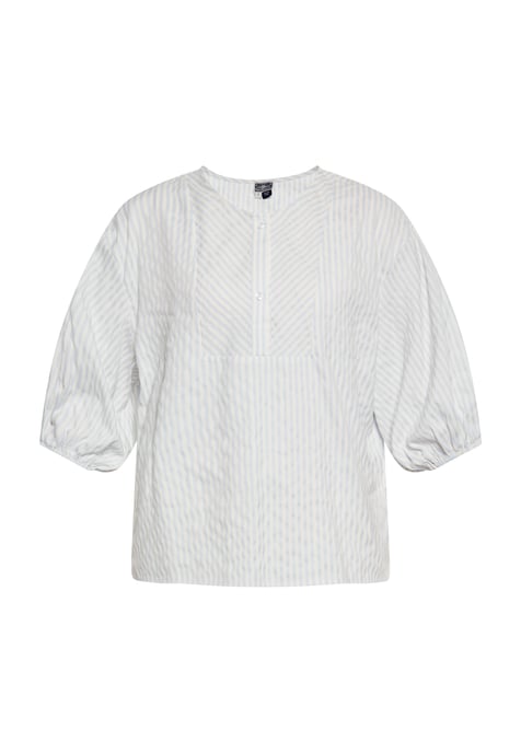 Dreimaster Bluse Damen hellblaues Wollweiß - Image 1