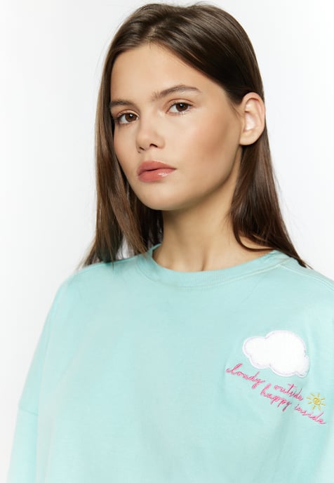 Mymo Sweatshirt mit Rundhalsausschnitt Damen Aqua - Image 5