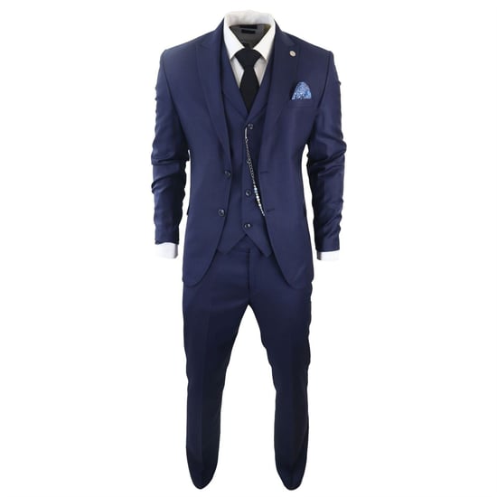 Men's Classic 3-Piece Plain Navy Suit