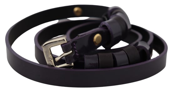 GF Ferre Ceinture pour femmes en cuir noir à boucle fine en métal chromé doré - Image 2