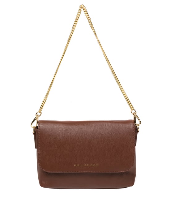'Jazmine' Dark Tan Nappa Leather Grab Clutch Bag