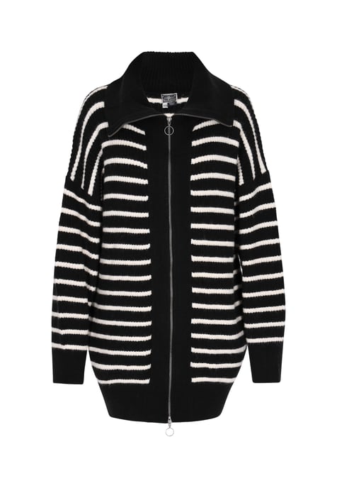 Dreimaster Cardigan Damen Schwarz Wollweiss - Image 1