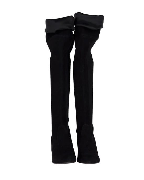 Stuart Weitzman Tieland Über-Knie-Stiefel aus schwarzem Wildleder - Image 2