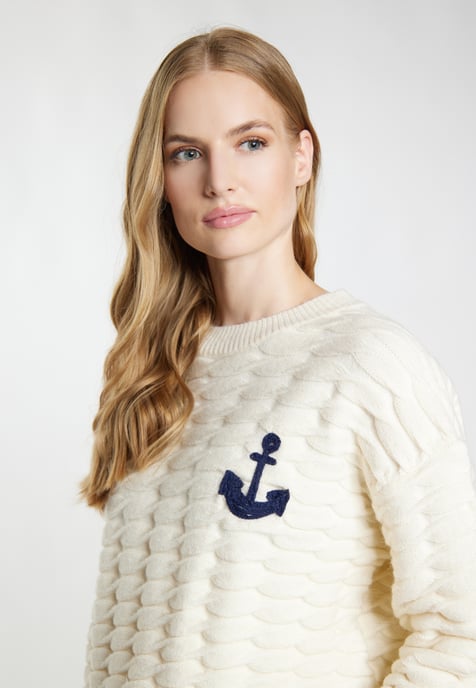 Dreimaster Strickpullover Damen Wollweiss - Image 5