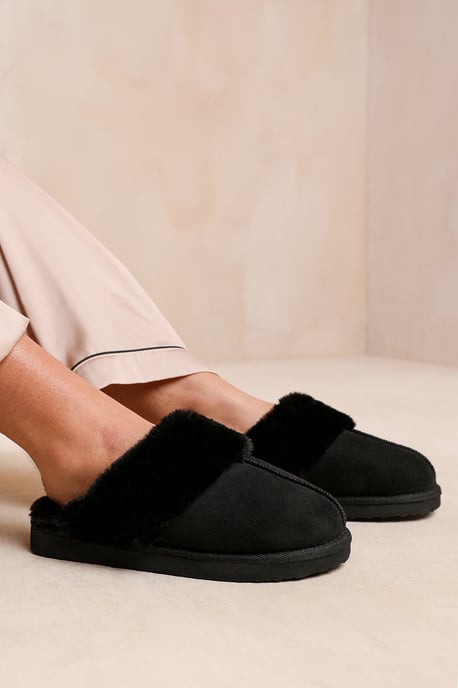 Wheres That From Womens 'Comfort' Slip On Slippers With Fur Trim