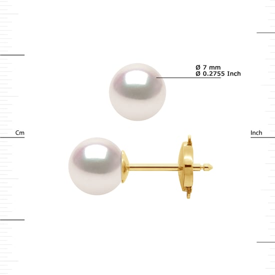 DIADEMA - Earrings - Yellow Gold and Japanese Akoya Cultured Pearl - White