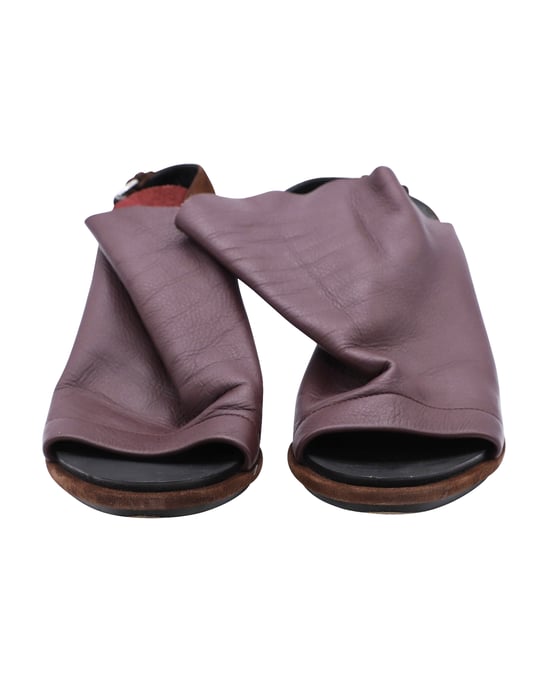 Balenciaga Offene Zehen Slingback-Mules aus bordeauxrotem Leder - Image 2