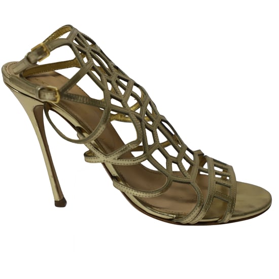 Sergio Rossi Puzzle Caged Sandalen aus goldfarbenem Leder - Image 1