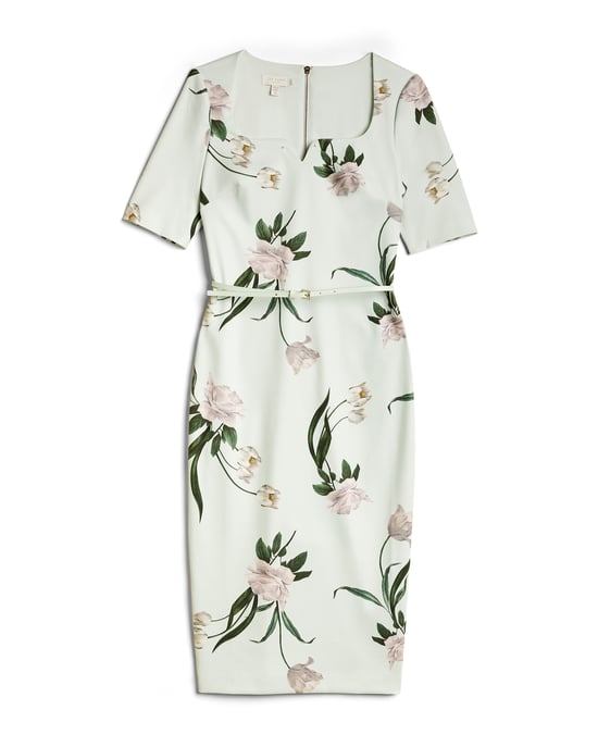 Ted Baker Magieyy Elderflower Notch Detail Bodycon Dress, Mint
