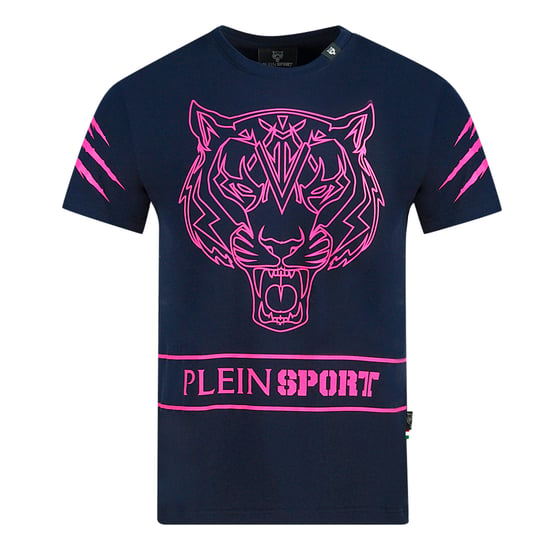 Plein Sport Tiger Scratch Marineblaues T-Shirt - Image 1