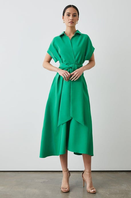Front Tie Shirt Midi Dress - Image 1
