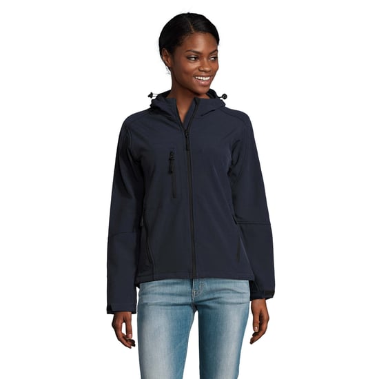 SOLS Womens/Ladies Replay Hooded Soft Shell Jacket (atmungsaktiv, winddicht und wasserabweisend) (French Navy) - Image 4