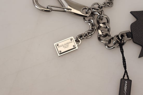 Dolce & Gabbana Black Prince Nieten Logo Silber Messing Herren Schlüsselanhänger - Image 4