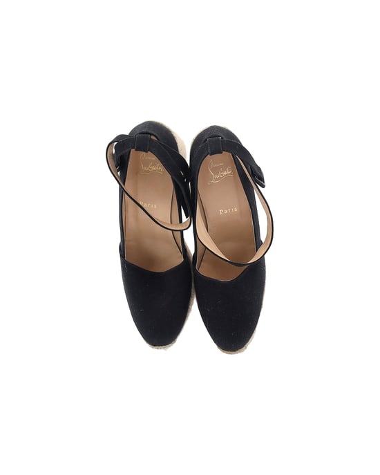 Christian Louboutin Dehia Espadrille Plattform Wedge aus schwarzem Canvas - Image 5