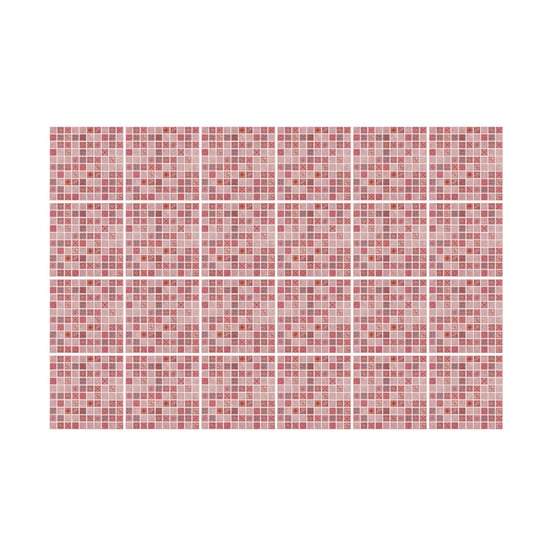Pink Marble Vintage Azulejo Mosaic Wall Tile Sticker Set - 15cm (6inch) - 24pcs one pack Self Adhesive DIY Wall Sticker