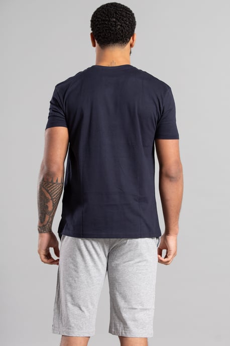 Dark Navy Cotton Loungewear Short And T-Shirt Set