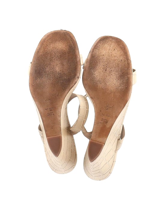 Diane Von Furstenberg Vivienne Wedge-Sandalen mit Kroko-Effekt aus beigem Leder - Image 6