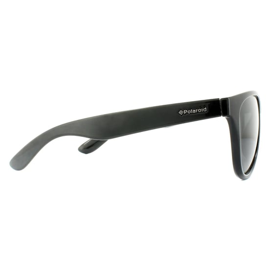 Polaroid Rectangle Mens Shiny Black Grey Polarized Sunglasses