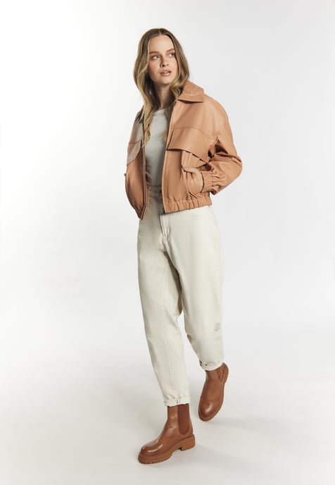 Dreimaster Lederblouson Damen Kamel - Image 2