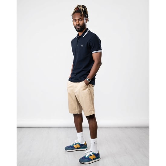 BOSS Paddy Contrast Logo Organic Cotton Polo Shirt - Dark Blue