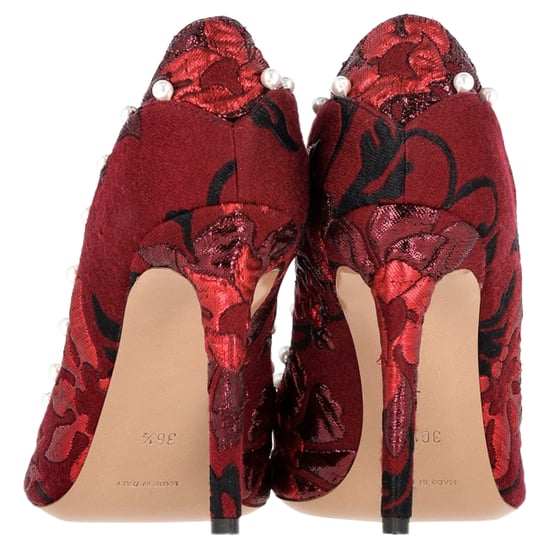 Aquazzura Perlenverzierte Pumps aus roter Baumwolle - Image 5