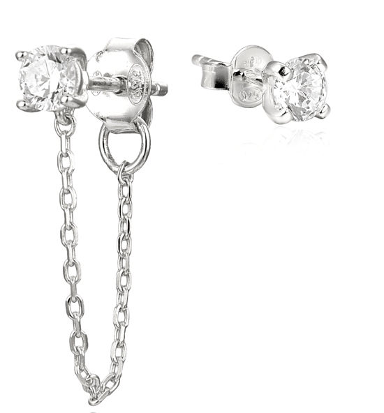 Gena.paris 'Stone' Damen Ohrstecker aus 925 Sterling Silber - Silber GBO1531-W - Image 1