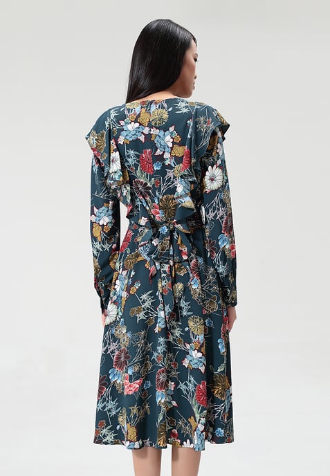 Ausgestelltes Midikleid mit Blumendruck - Image 3