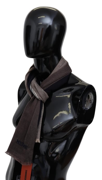 Missoni Echarpe unisexe à franges en laine rayée marron pour hommes, pour envelopper le cou - Image 2