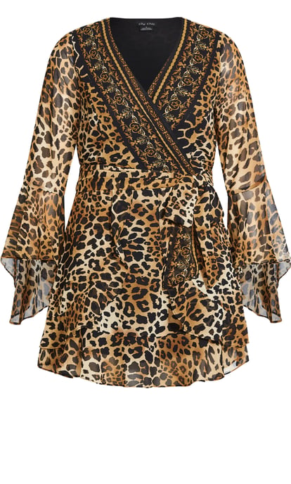 CITY CHIC Women's Leopard Evoke Dress - gold