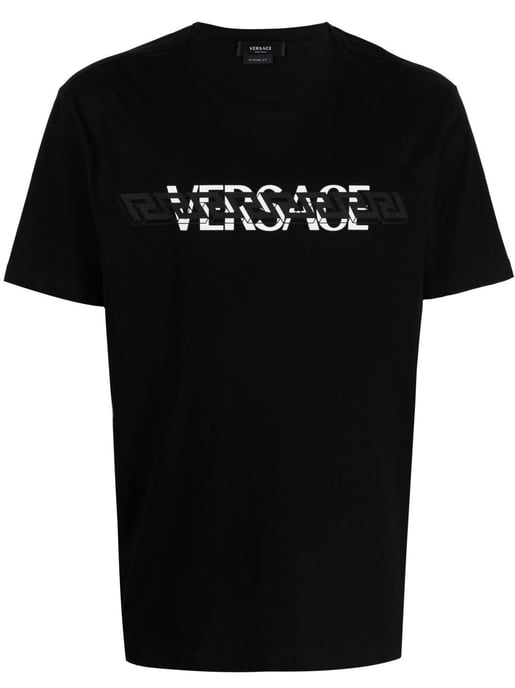 Versace Logo-print Crew-neck T-shirt in Black