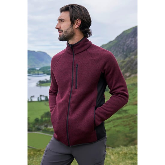 Mountain Warehouse Mens Treston Full Zip Fleece Jacket (Burgundy)