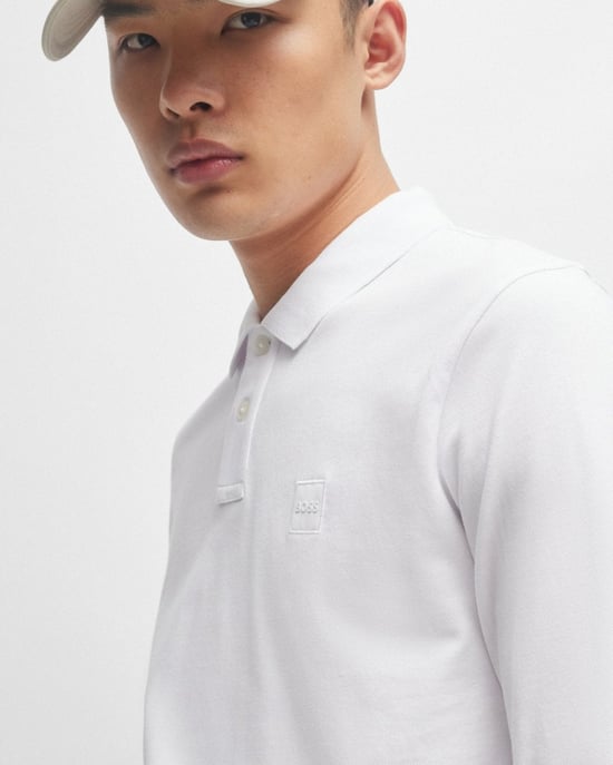 BOSS Orange Passerby Herren Langarm-Polo-Shirt aus Stretch-Baumwolle mit Logo-Patch - Image 4