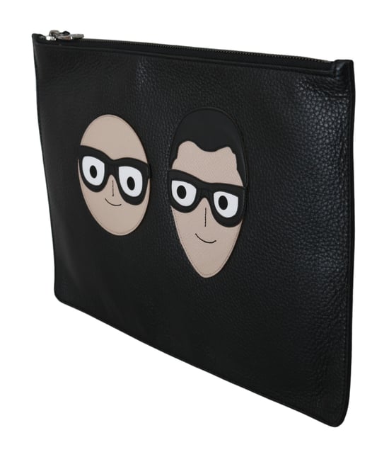 Dolce & Gabbana Schwarze Leder Clutch Dokumententasche Geldbörse - Image 2