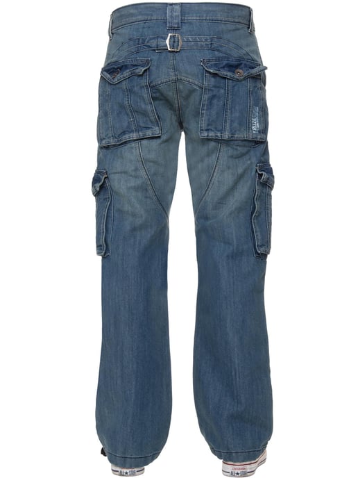 Kruze | Mens Cargo Combat Jeans - Blau - Image 5