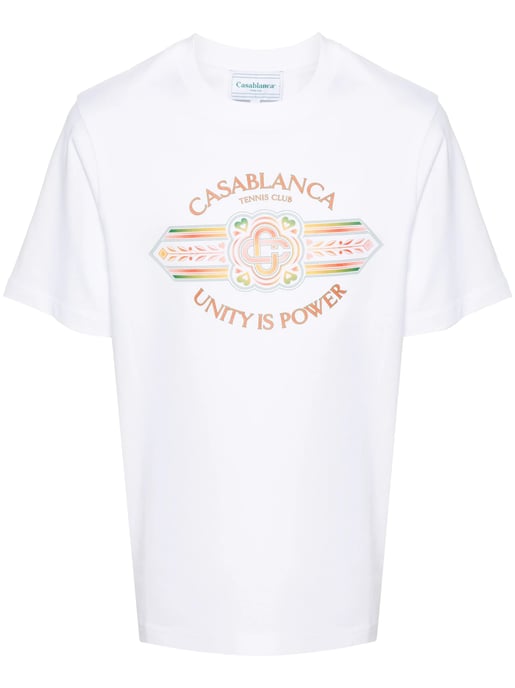 Casablanca Einigkeit ist Macht Bedrucktes T-Shirt in Weiß - Image 1