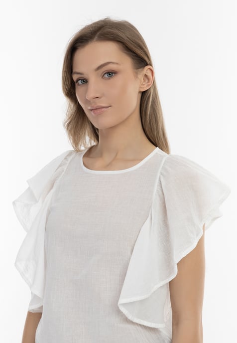 Dreimaster Blusenshirt Damen Wollweiss - Image 5