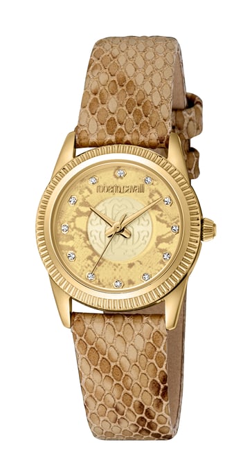 RC5L074L0025 Roberto Cavalli Damen Quarz Edelstahl Champagner Leder 5 ATM 28 mm - Image 1