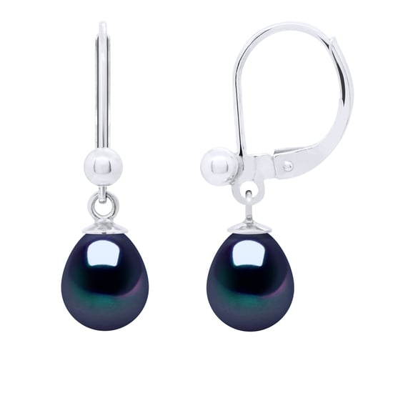 Earrings of Silver 925 and Real Cultured Freshwater Pearls Pear 7-8 mm