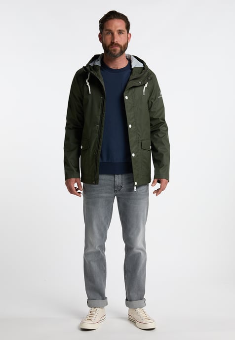 Dreimaster Regenjacke mit einem dezenten Print auf der Oberstoffrückseite Herren Dunkeloliv - Image 3